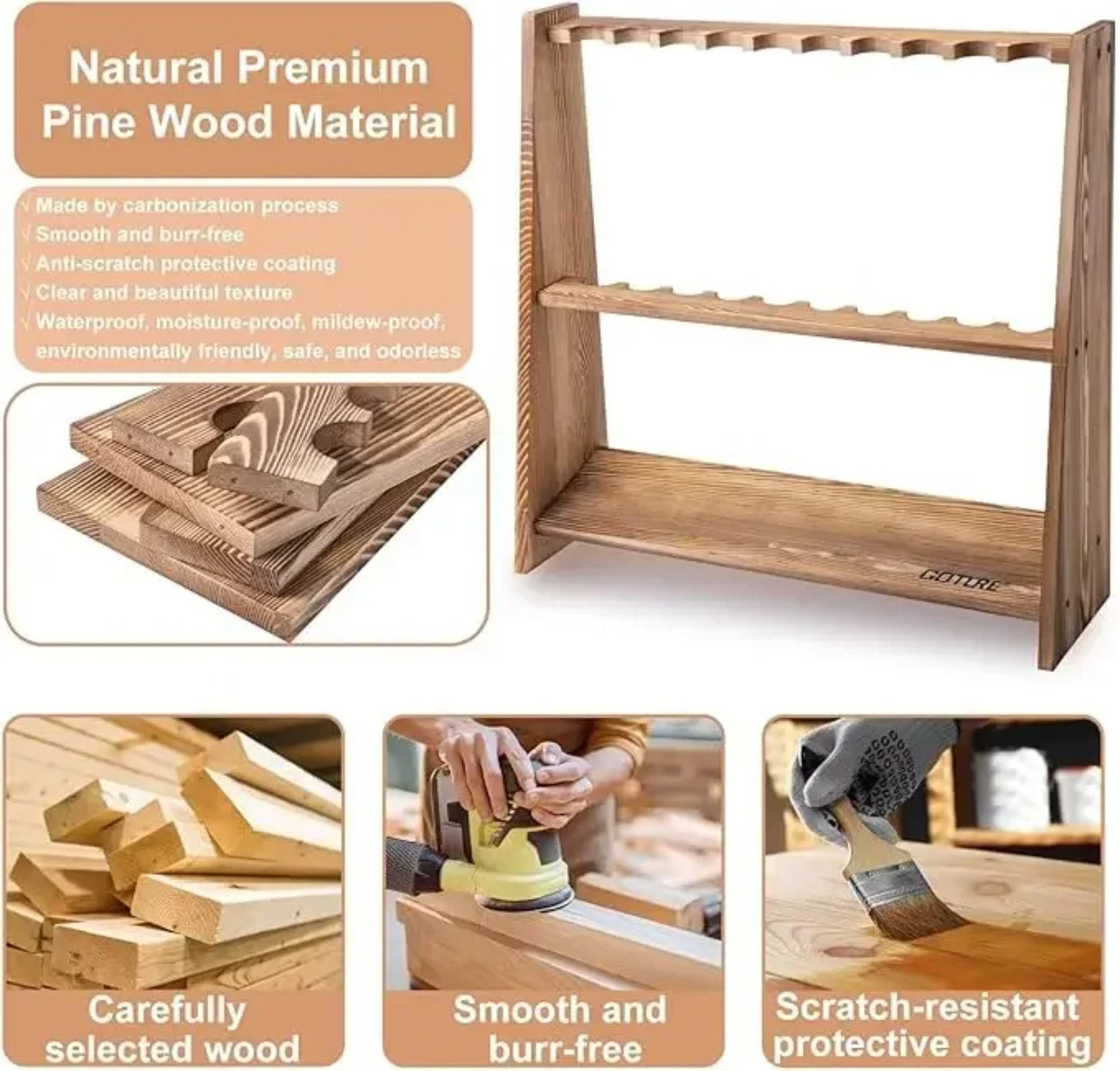 Rak Pancing Kayu Pinus Karboni - Fishing Rod Rack ulasan dan harga